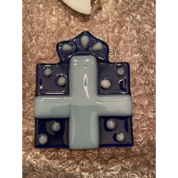 RSVD - Lot of 4 Vintage Silvestri Fused Glass Ornaments Santa/ Snowman/ Gifts C… - Picture 4 of 9